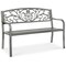 Best Choice Products Outdoor Steel Bench Garden Patio Porch Furniture w/ Floral Design Backrest